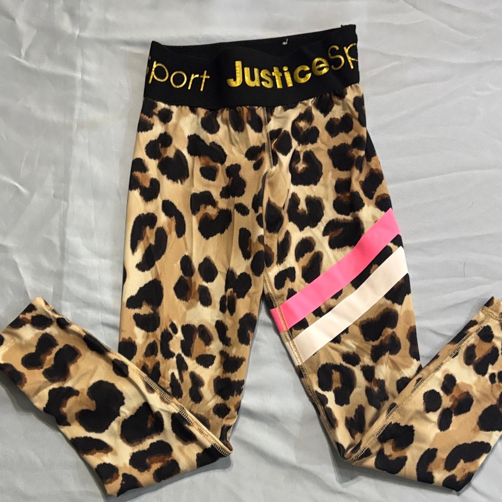 Justice Animal Print Leggings with Pink Accent